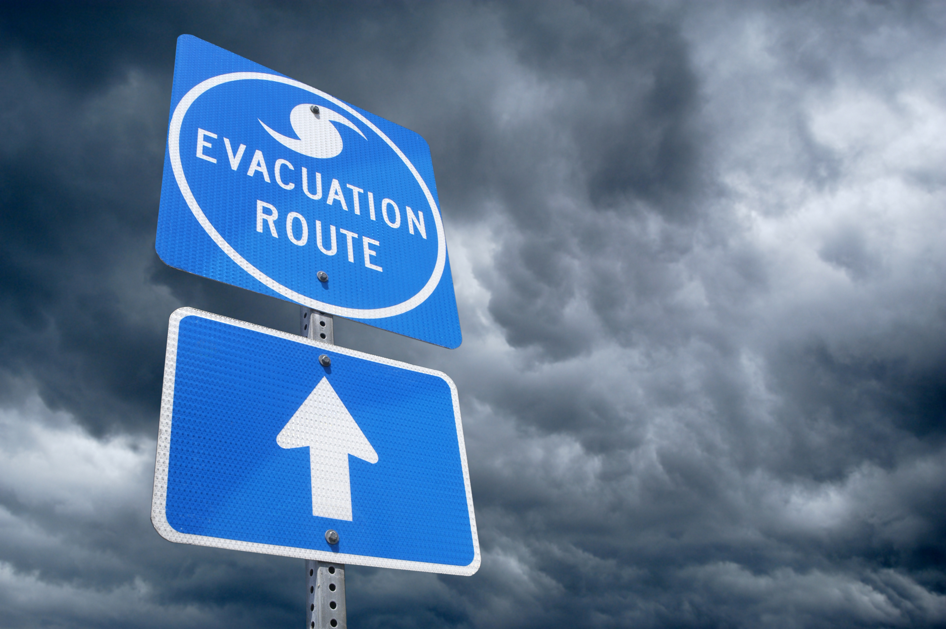 hurricane evacuation route with sky